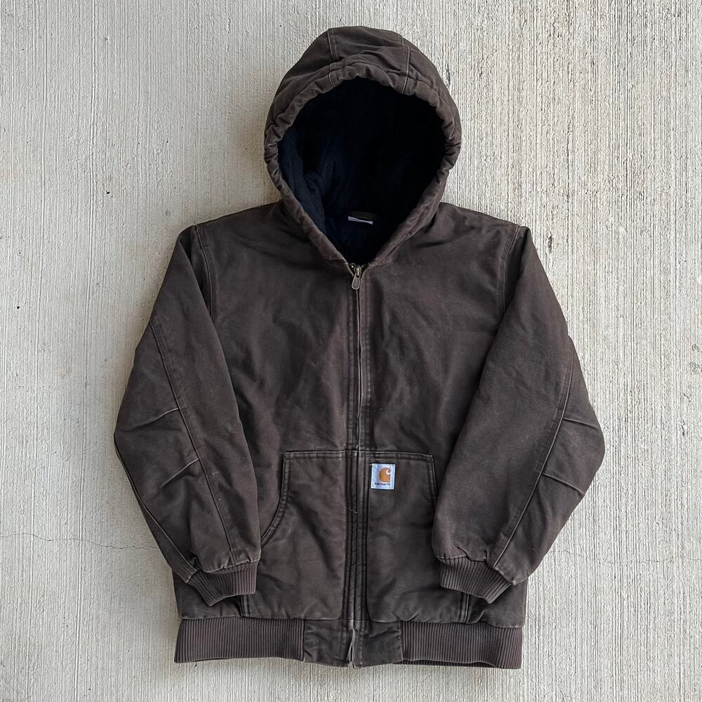 Carhartt YOUTH brown hooded work wear jacket